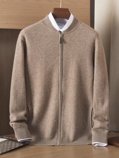 High-end Baseball Collar Cashmere Sweater Men's Warm Vertical Collar Pulled Cardigan Men's Cross-border Hair Cardigan Sweater Coat Thickened