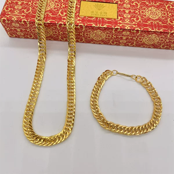 Men's Gold-Plated Bracelet Alloy 25cm Flat Bracelet Plush Toy Accessories Cross-Border Small Goods Chain Wholesale