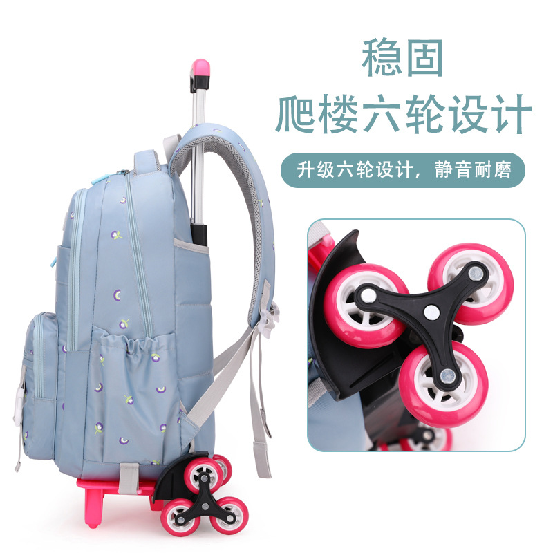 Venta caliente transfronteriza Carro de pescado natural mochila de las mujeres de seis ruedas de gran rueda de escalera de una sola pieza de entrega imprimible LOGO