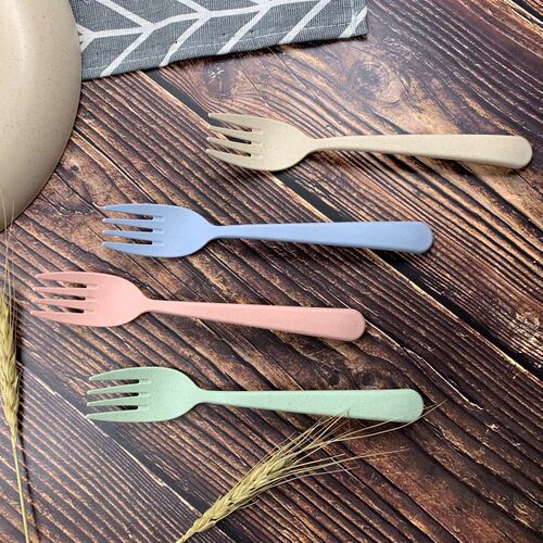 Fruit Fork Set Nordic Creative Fruit Stake Fruit Holder Cute European Wheat Straw Plastic Fork Home Colorful Fork