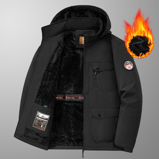 Men's Autumn and Winter Men's Jacket Multi-Pocket Windproof and Waterproof Jacket Plus Velvet Breathable Jacket Cotton Jacket 2358A