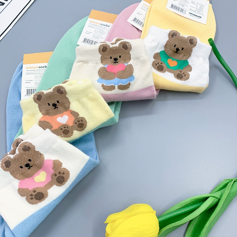 Южнокорейские летние товары, милые knee socks, с маленькими медведями, корейский стиль