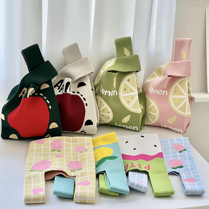 Ins nuevo bolso de mujer, bolso de punto de estilo de fruta, bolso de mano, bolso de hombro, bolso de cubo, bolso de regalo de mano