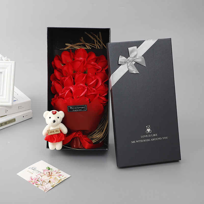 3D Festival diosa Festival creativo 23 Rosa jabón ramo caja de regalo para novia esposa regalo de cumpleaños