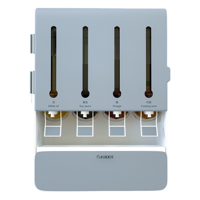 Pasta colgante de pared cocina condimento tarro con grifo prensado salsa vinagre condimento botella aceite comestible olla almacenamiento estante condimento