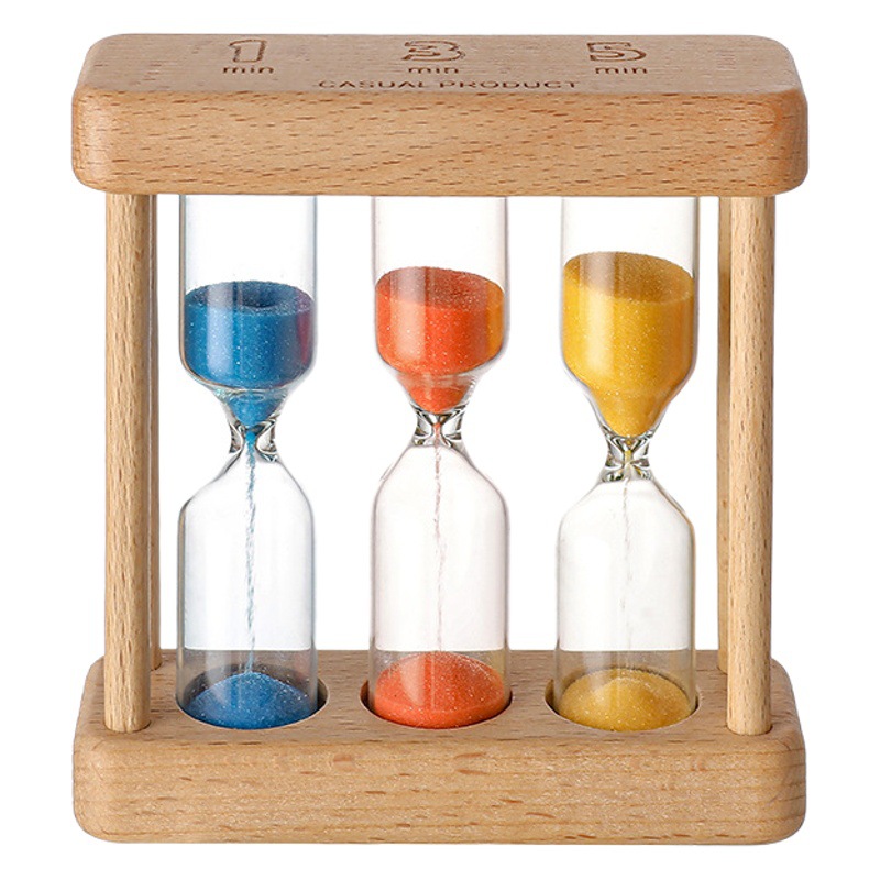 Madera 1/3/5 minutos niños cepillado reloj de arena tiempo creativo tiempo tres en uno combinación reloj de arena adornos de regalo