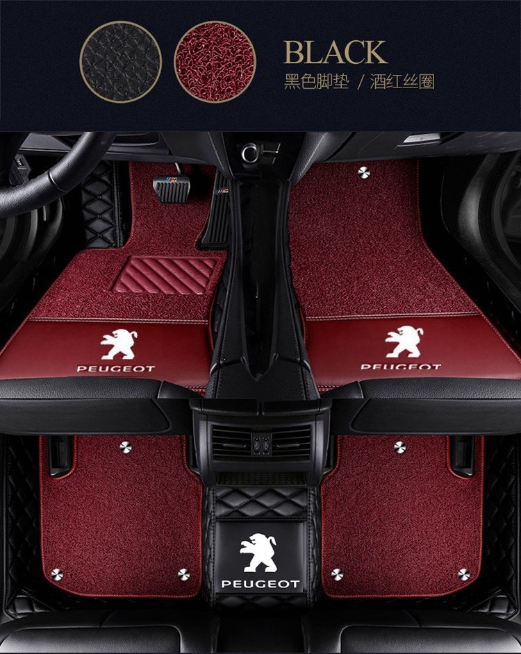 Peugeot 206 207 308 408 car floor mats Peugeot 307 2008 3008 4008 full coverage floor mats