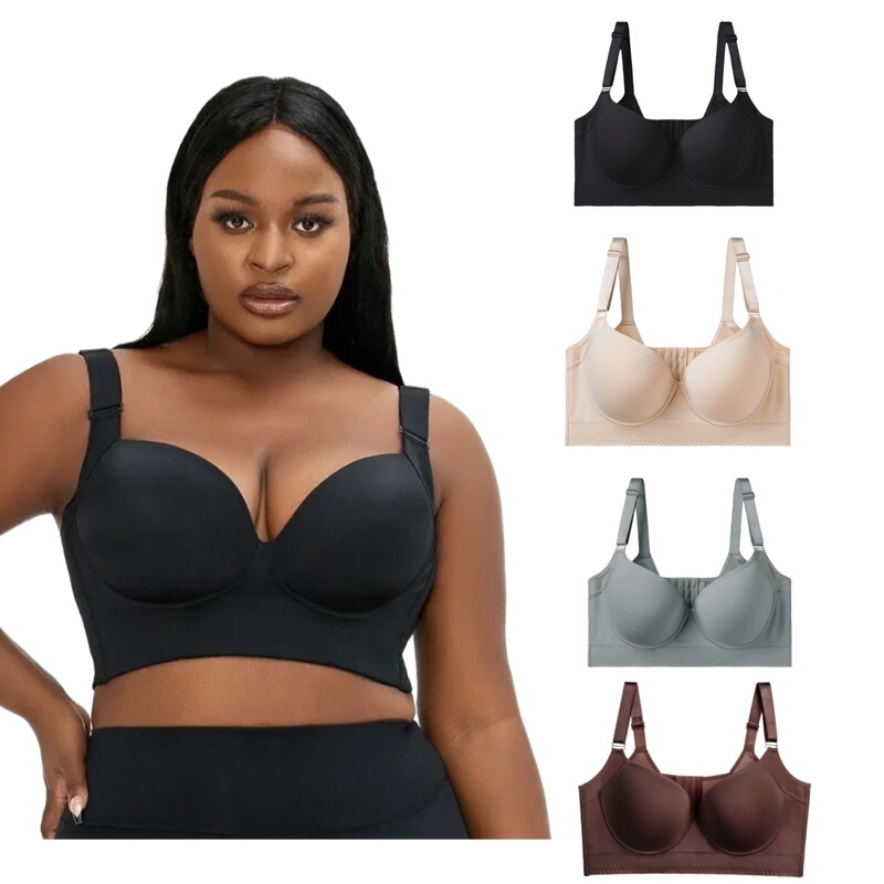 Cross-Border Spot Intimates Large Size Seamless Steel Ring Bra Push-Up Anti-Sagging Sports Beautiful Back Deep V Bra