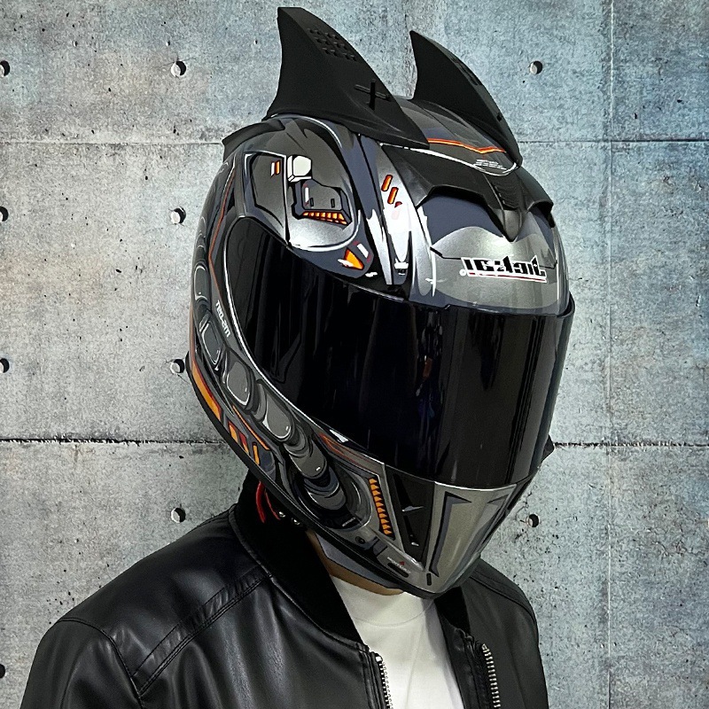 JIEKAI coche eléctrico bicicleta casco hombres y mujeres casco completo cuatro estaciones doble espejo bluetooth personalidad casco gris mentira carrera