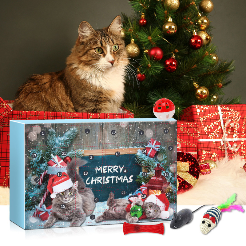 クロスボーダー専用2024Cat Advent Calendarクリスマスカウントダウン猫24格盲箱玩具|undefined