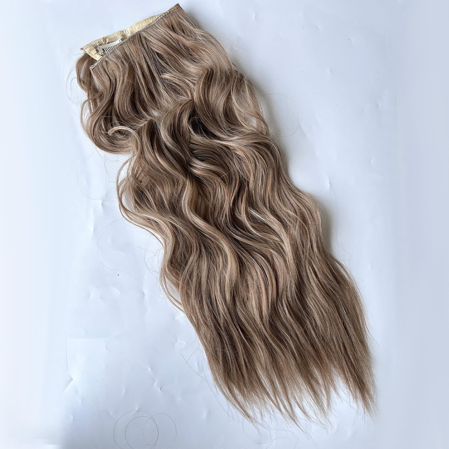 Peruca con 4 clips línea de pescado ondas invisibles extensión de cabello largo