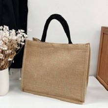 手提包厂家批发麻布亚麻材质大容量环保时尚休闲外出购物适用