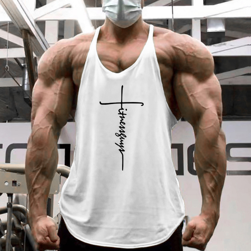 Men's Fitness Tank Top Summer Thin Strap Base Shirt American Loose Racerback Pure Cotton Muscle Gym Trendy Men's Fitness Tank Top Summer Thin Strap Base Shirt American Loose Racerback Pure Cotton Muscle Gym Trendy