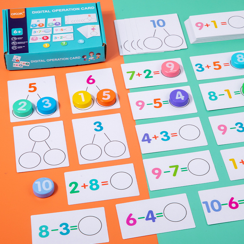 Aumento y resta de números para niños transfronterizos, aprendizaje de emparejamiento cognitivo, iluminación infantil, pensamiento de educación temprana de madera, juguetes educativos