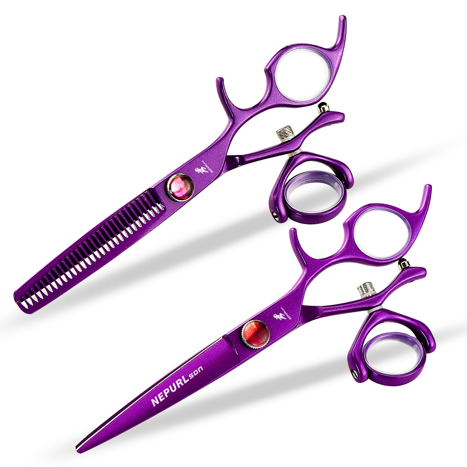 Forbici dentali piatte Napson da 6 pollici con manico girevole a 360 gradi, colore viola._voghion.com