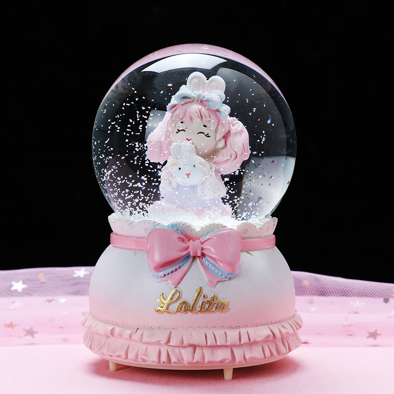 40 New Music crystal ball lights snow students Girls girlfriends holiday gift cartoon resin water polo ornaments