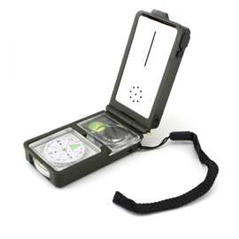 T10塑料指南针温湿度表口哨LED手电筒放大镜户外多功能罗盘指北针