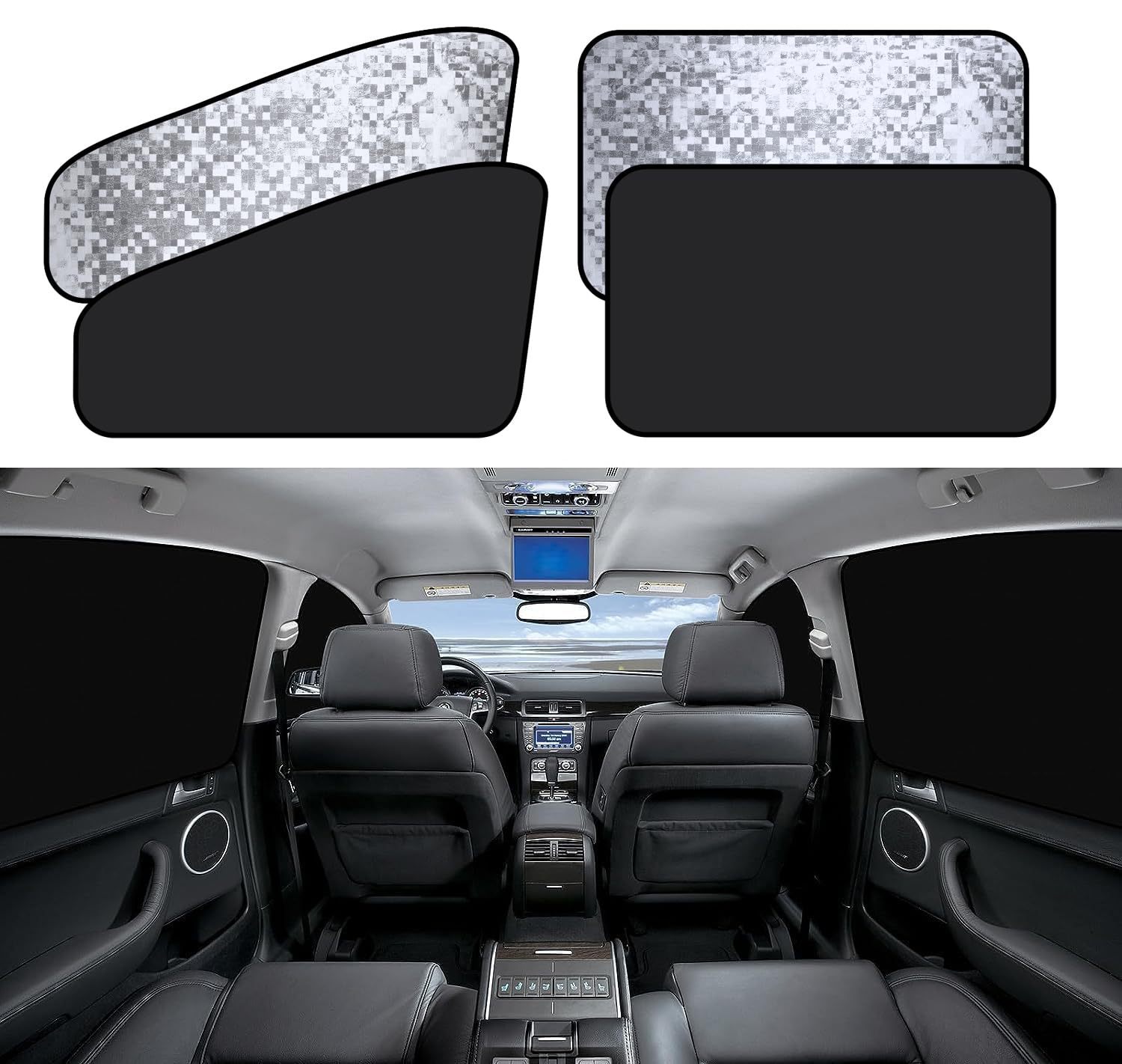 Cross-Border New Magnetic Privacy Car Window Cover Sunshade Blackout Mosaic Camping Curtain Insulated Car Sunshade