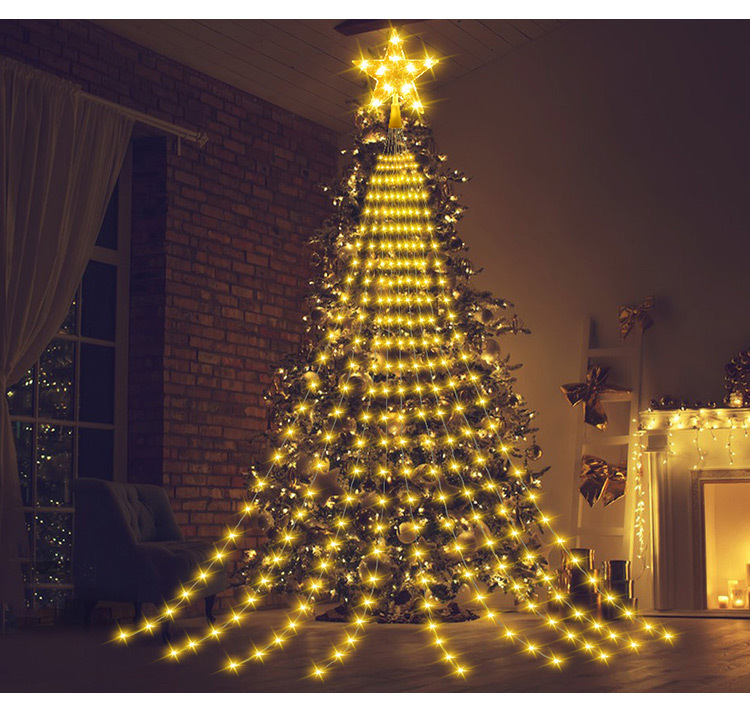 Lámpara de hilo de cuero led cadena de luz solar cadena de luz al aire libre romántico árbol de Navidad decoración lámpara de estrella de techo de árbol