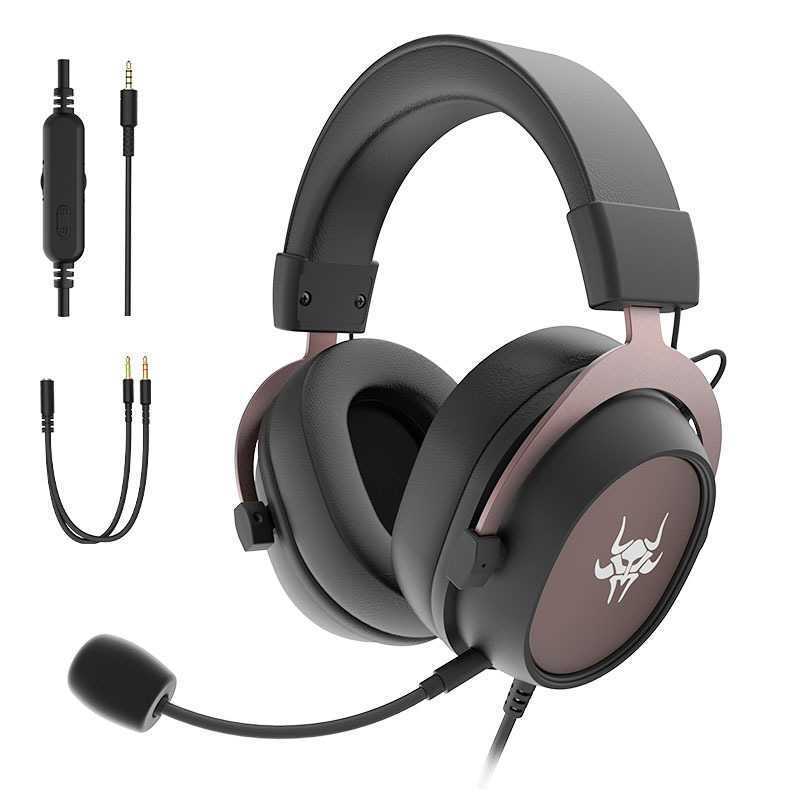 Head-Mounted Gaming Headphones for Computers and Mobile Phones, Plug-In Microphone, Heavy Bass, E-Sports Wired Headphones