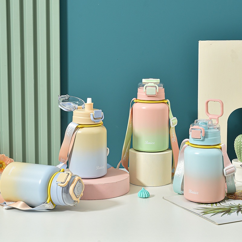 Tazas de acero inoxidable 304 tazas de aislamiento de abdomen de agua de estudiantes de género y género tazas de paja de gran capacidad logotipo