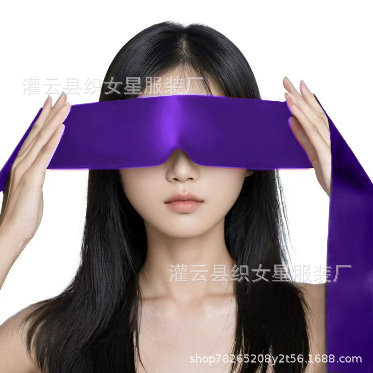 Opaque Blindfold and Hand Strap Set with Ribbon Bow, Rose Red and Black — detail image 5