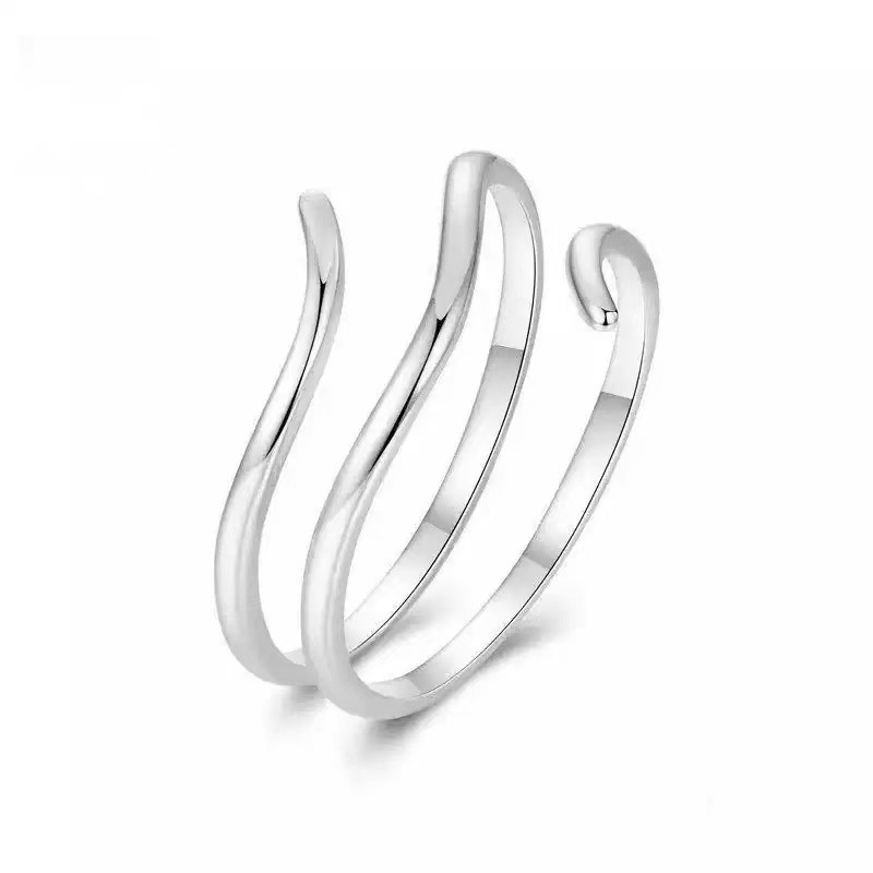 French, Vintage, Graceful, Timeless Korean Heavy Industry Simple Design Three-Layer Wave Pattern Ins Trend Exquisite Personality Open Ring_voghion.com