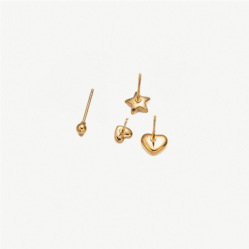 6g Weight PVD Coated Gold Plating Process 304 Stainless Steel Ear Needle Material Real Gold Plated Plating Material Small Stud Earrings Classification 1 Set Quantity Holiday, Banquet, Selfie Occasion 304 Stainless Steel Material Geometric, Star, Heart Shape Pattern All Seasons Season Women's Gender Casual, Elegant, Simple Style Style Waterproof Non Tarnish, Plating Craft PVD Coated Real Gold Plated Geometric Star Heart Shape 304 Stainless Steel Casual Elegant Simple Style Waterproof Non Tarnish Small Stud Earrings 7
