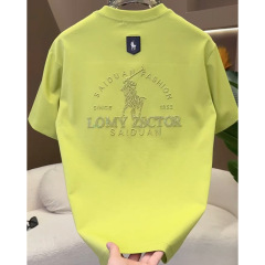 ヨーロッパのトレンディなブランドメンズ半袖Tシャツルーズカジュアルトップス若者夏服ハイエンド刺繍Tシャツ男性用