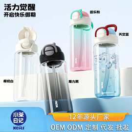 塑料杯夏季弹盖双饮硅胶吸管男女学生高颜值便携定制大容量礼物杯