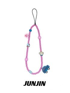 Holiday time blue car ccd camera hand rope diy color bead mobile phone chain lanyard mobile phone case pendant