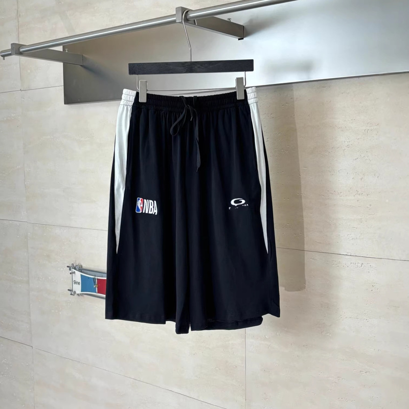 Correct Version Ss26 Spring/Summer New Paris Nba Collaboration Series Ring Embroidery Loose Casual Shorts for Men and Women