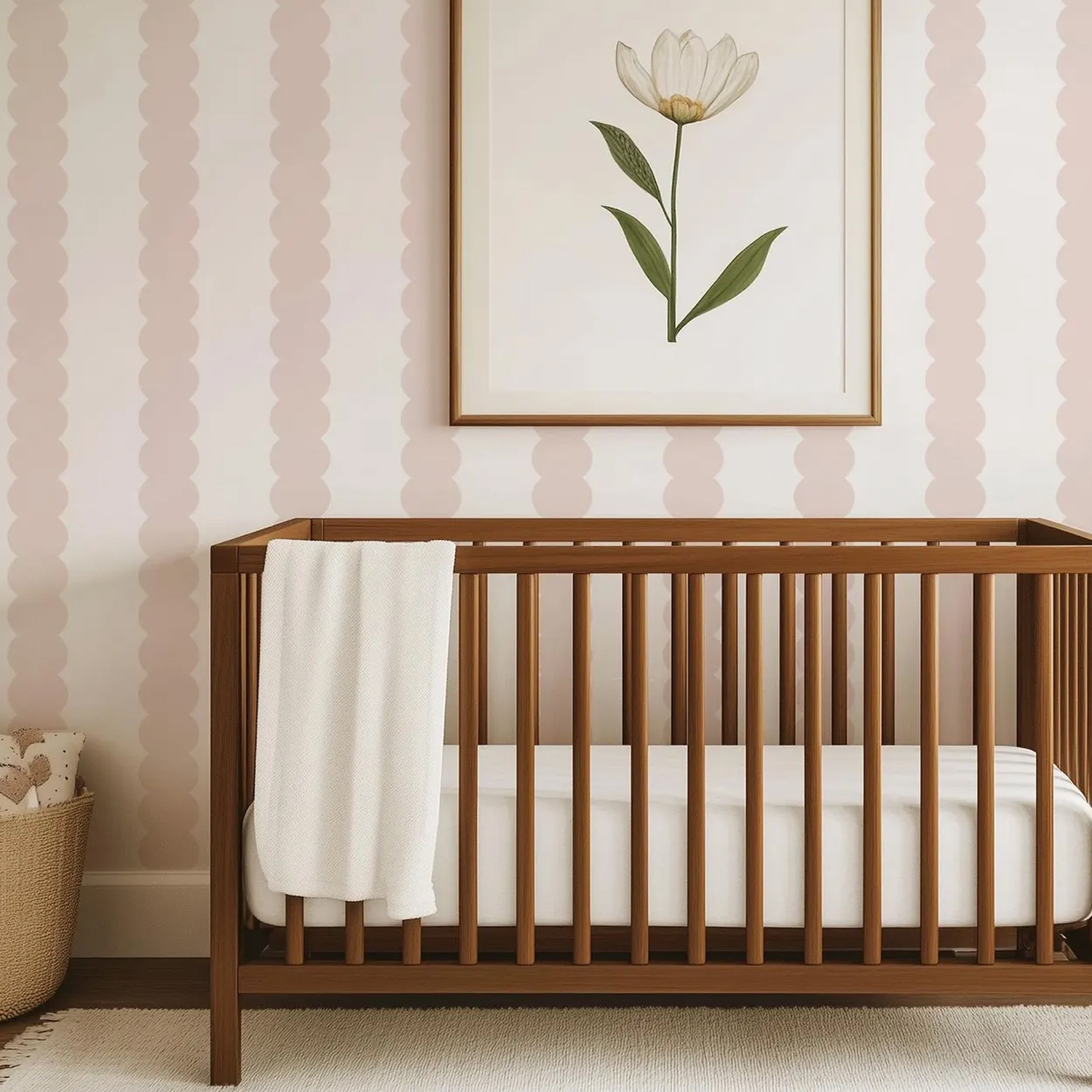 Sweet And Playful Scallop Stripe Simple Wallpaper For Children's Rooms, Self-adhesive Mural, A Popular Export Product_maomaolike.com