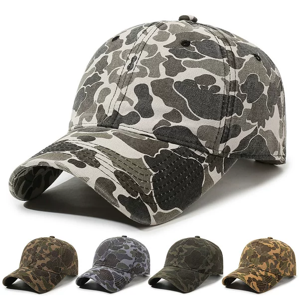 New Style Washed Vintage Baseball Cap, Outdoor Camouflage Baseball Hat, Unisex Versatile Fashion Soft-Top Sunshade Cap