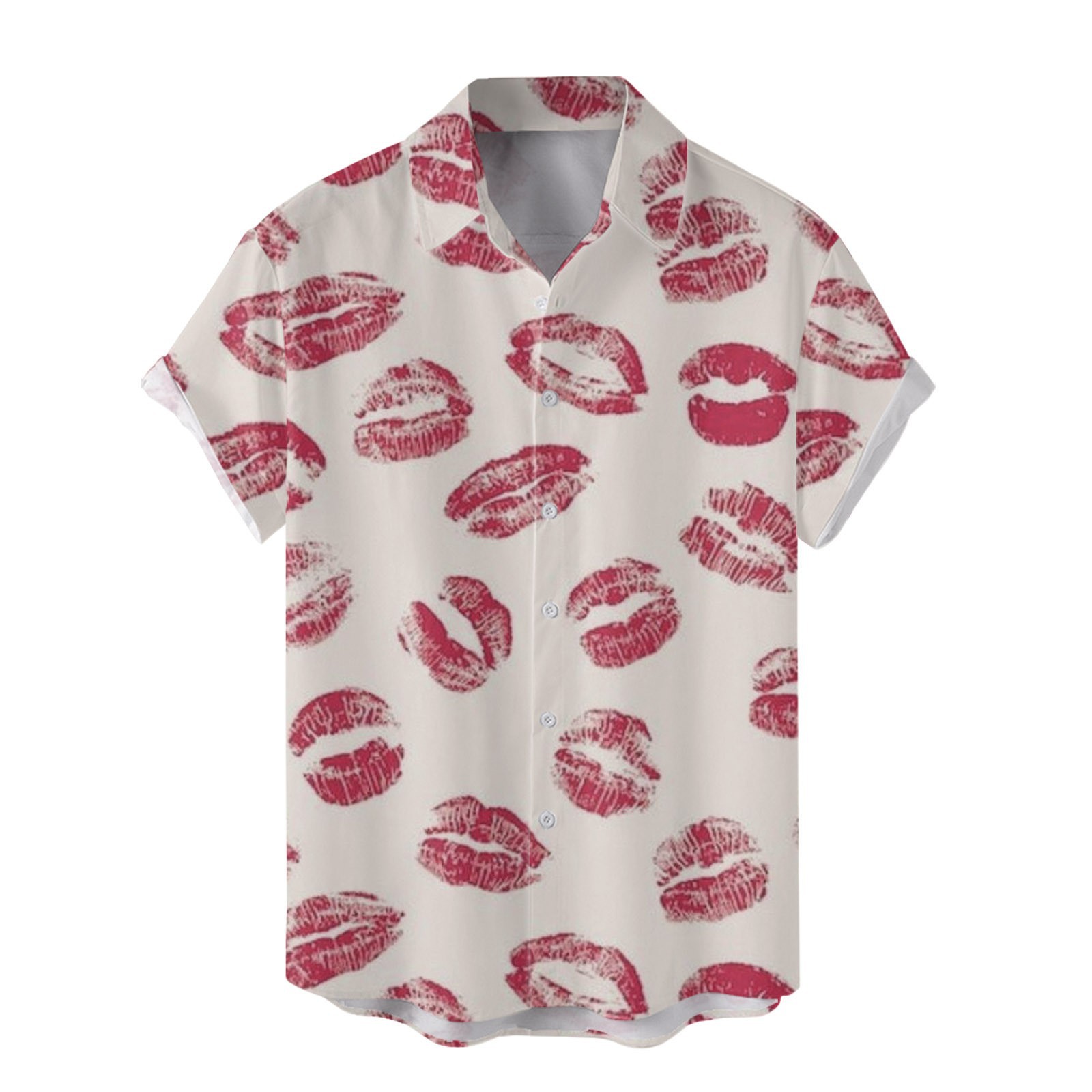 Camisas nuevas para hombres de comercio exterior europeo y americano transfronterizo Serie del día de San Valentín Camisa casual de manga corta con estampado digital 3D