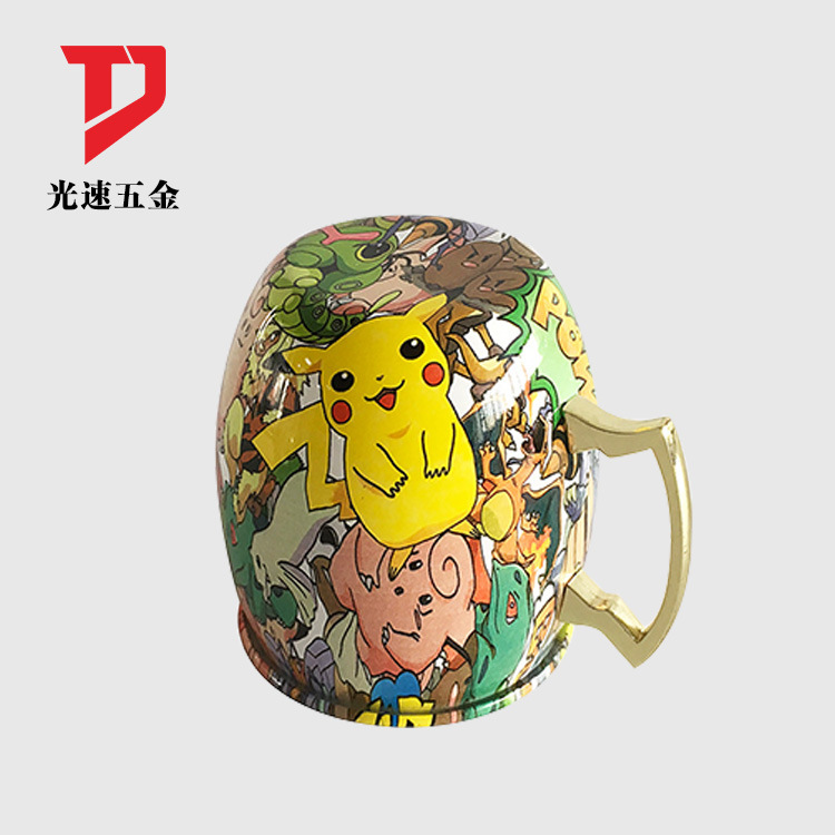 Taza de acero inoxidable para niños creativos en forma de tambor taza de mula de Moscú taza de cerveza taza de café impresa de dibujos animados