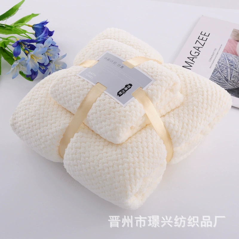 Coral bath towel for home use, soft set for adults