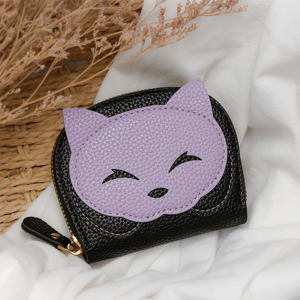 Nuevo bolso de tarjetas encantador pequeño zorro de cuero con cremallera bolso de tarjetas de órgano bolso de cambio bolso de monedas de múltiples tarjetas