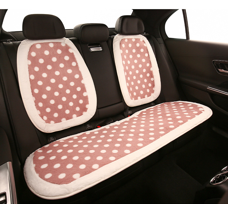 Car cushion winter short plush polka dot black and white cute women's car seat cushion seat cushion Internet celebrity polka dot seat cover