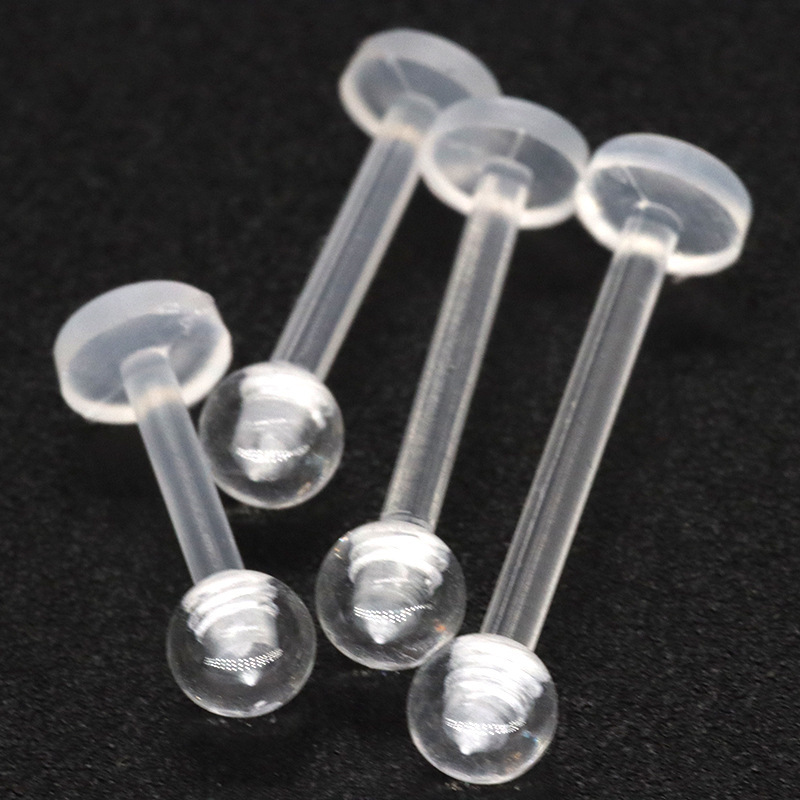 Acrylic lip nail human body perforated transparent eyebrow nail jewelry lip decoration flat bottom lip nail e-commerce nose nail wholesale