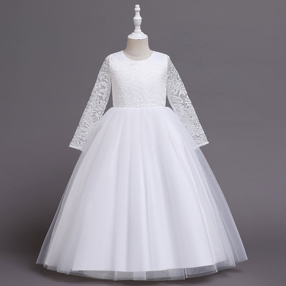 Amazon nuevo medio y grande de encaje de los niños vestido de princesa vestido largo niñas pasarela espectáculo traje de los niños vestido image 8