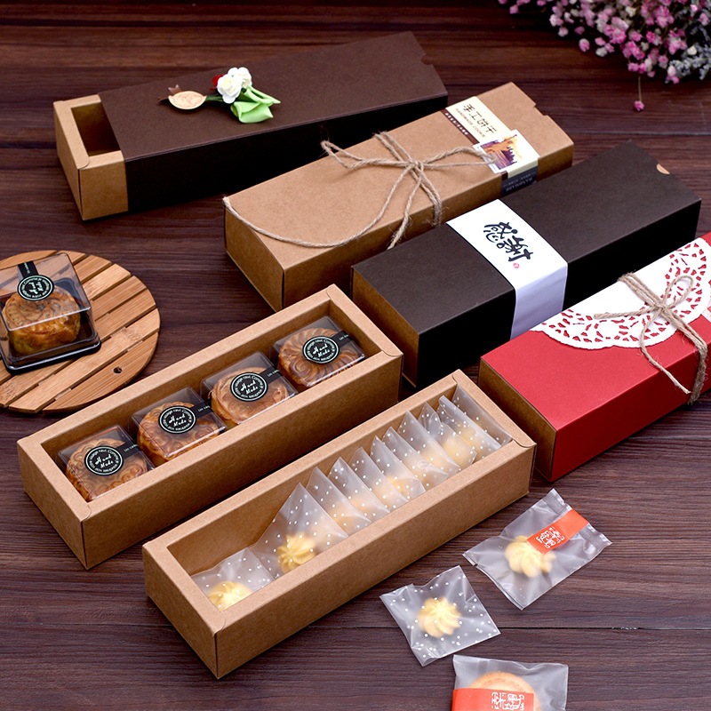 现货牛皮纸复古茶叶包装盒套装抽屉礼品盒月饼农产品包装盒