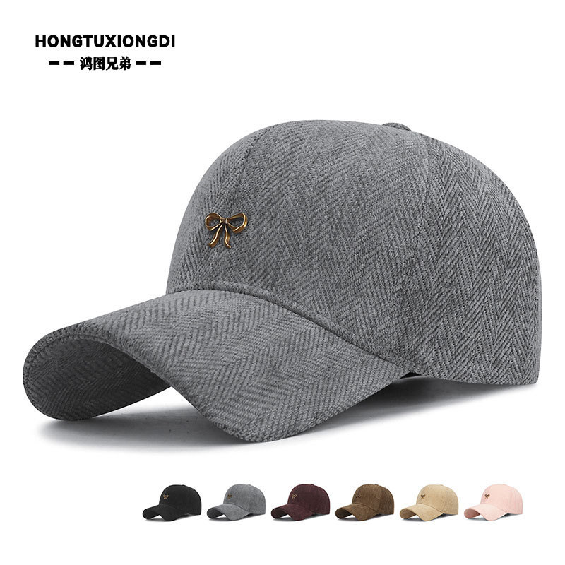 Korean-Style Trendy Metal Bow Baseball Cap for Women, Fashionable, Elegant, Versatile, Sun-Shading, Hard-Brimmed, Face-Slimming Duckbill Cap Korean-Style Trendy Metal Bow Baseball Cap for Women, Fashionable, Elegant, Versatile, Sun-Shading, Hard-Brimmed, Face-Slimming Duckbill Cap