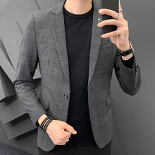 A72格子男士小西装套装英伦风韩版潮流帅气休闲修身上衣西服外套