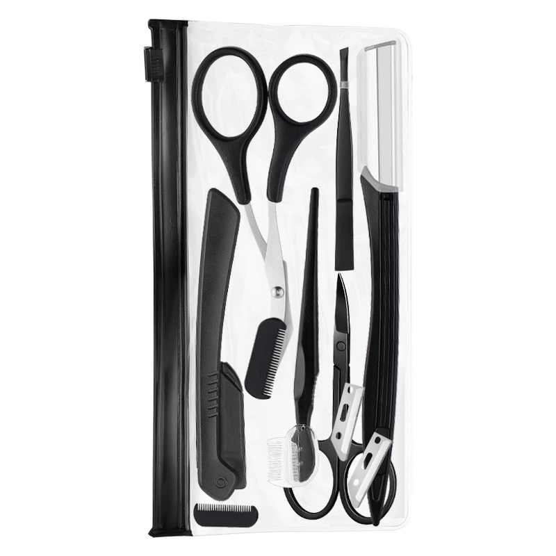 Eyebrow Trimming Kit, multi-piece grooming set with anti-scratch trimmer & precision tweezers