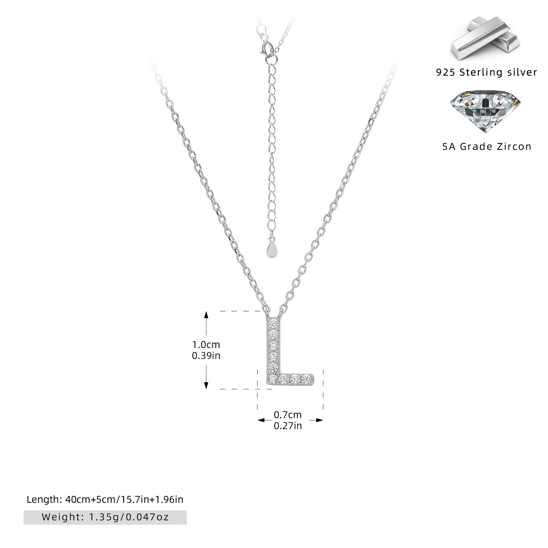 925 Silver Plated Platinum-L