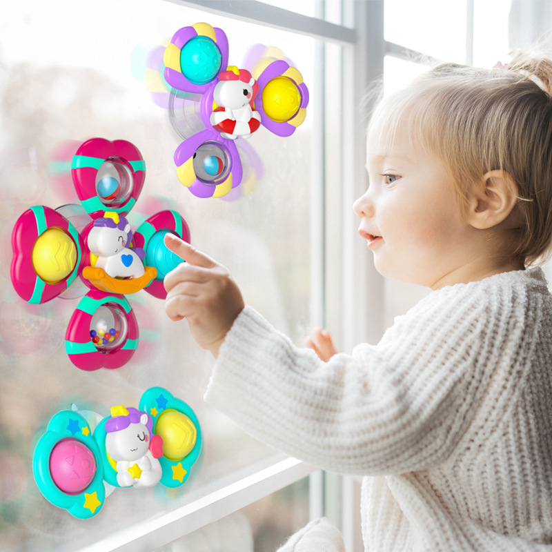 Mesa de comedor de unicornio giratoria con ventosa para bebés transfronteriza, toalisador de giroscopio, baño, baño, juguete giratorio