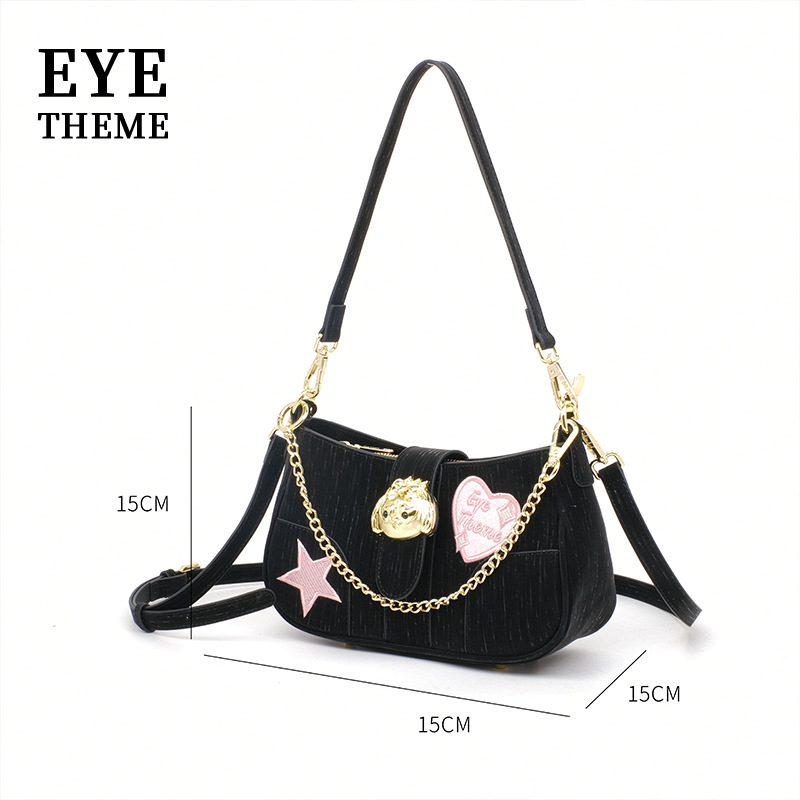 2025 dama bordada adorable tendencia PU suave cadena de pan de hombro cremallera estilo de moda 2822 #