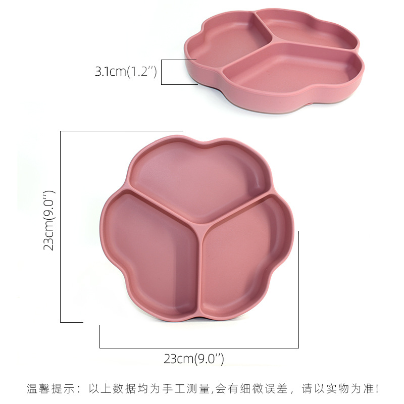 Amazon venta caliente en un plato de silicona para niños herramientas de alimentación para bebés flores de plato al por mayor