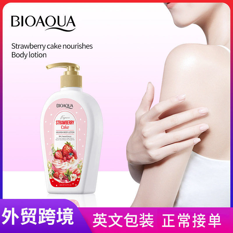 Full English BIOAOUA Strawberry Cake Nourishing Body Milk Moisturizing Body Milk Cross-border Foreign Trade Wholesale Full English BIOAOUA Strawberry Cake Nourishing Body Milk Moisturizing Body Milk Cross-border Foreign Trade Wholesale